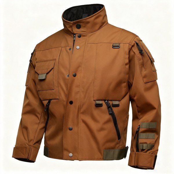 Men's Casual-style Casual Jacket - Caramel Water-resistant Outdoor  Coat