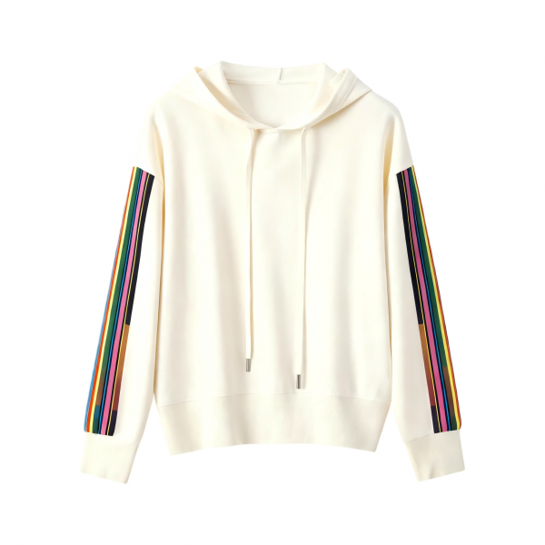 Women's Casual Long-Sleeve Hooded Pullover Sweatshirt, New Cotton-Nylon Blend, Stylish, Versatile for Knitted